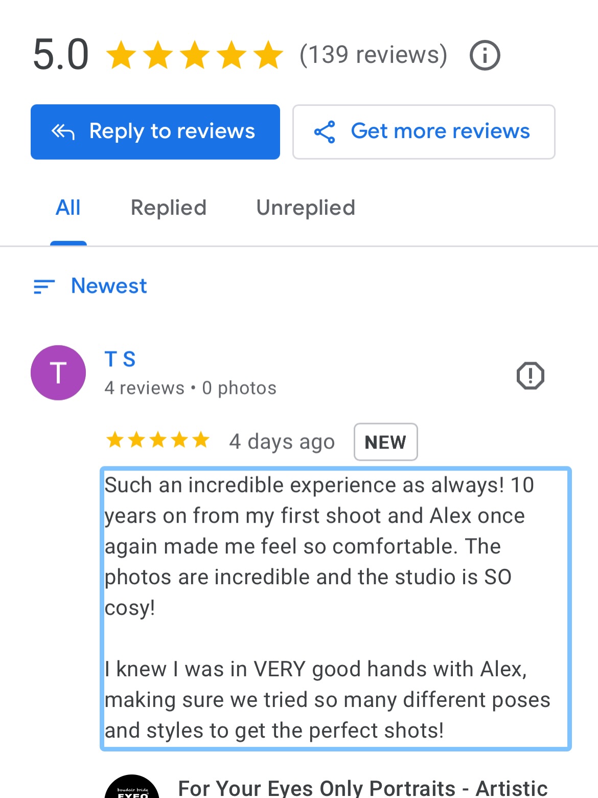 ⭐️⭐️⭐️⭐️⭐️ 139+ GOOGLE REVIEWS … “Such an incredible experience as always!